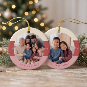 Modern Family Photo Keepsake Christmas Ceramic Tree Decoration