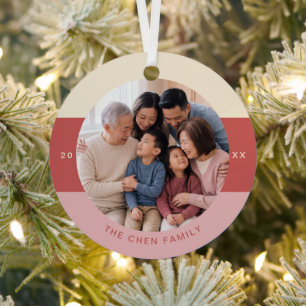 Modern Family Photo Keepsake Christmas Metal Tree Decoration