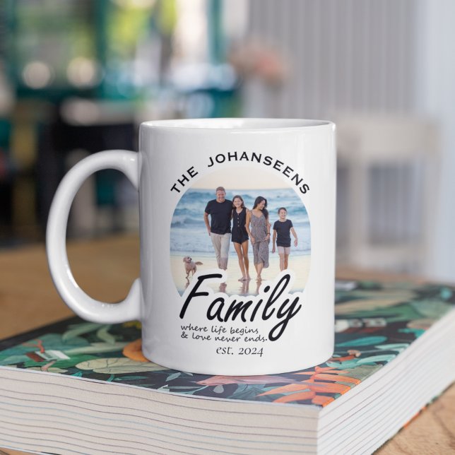 Modern Family Photo Life & Love Quote Script Name Coffee Mug (Creator Uploaded)