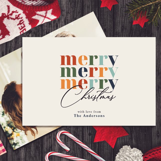 Modern Family Photo Merry Christmas Holiday Card (Creator Uploaded)