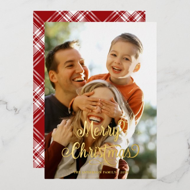 Modern Family  photo Merry Christmas Script Tartan (Front/Back)
