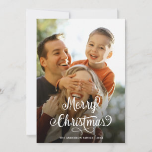 Modern Family  photo Merry Christmas Script Tartan Holiday Card