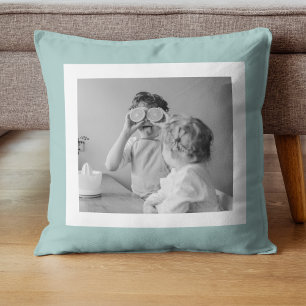 Modern  Family Photo Mint Simple Lovely Gift Cushion