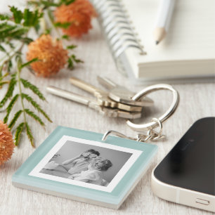 Modern  Family Photo Mint Simple Lovely Gift Key Ring