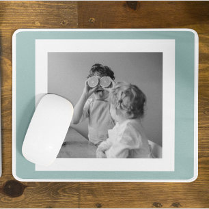 Modern Family Photo Mint Simple Lovely Gift Mouse Pad
