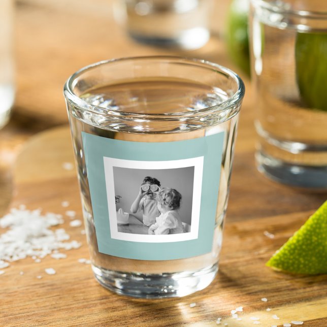 Modern  Family Photo Mint Simple Lovely Gift Shot Glass (Creator Uploaded)