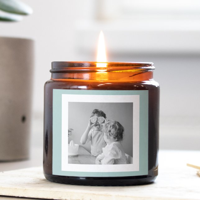 Modern  Family Photo Mint Simple Lovely Gift Square Sticker (Creator Uploaded)