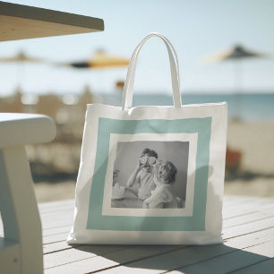 Modern Family Photo Mint Simple Lovely Gift Tote Bag