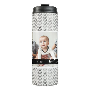Modern Family Photo Monogram and Established Date Thermal Tumbler