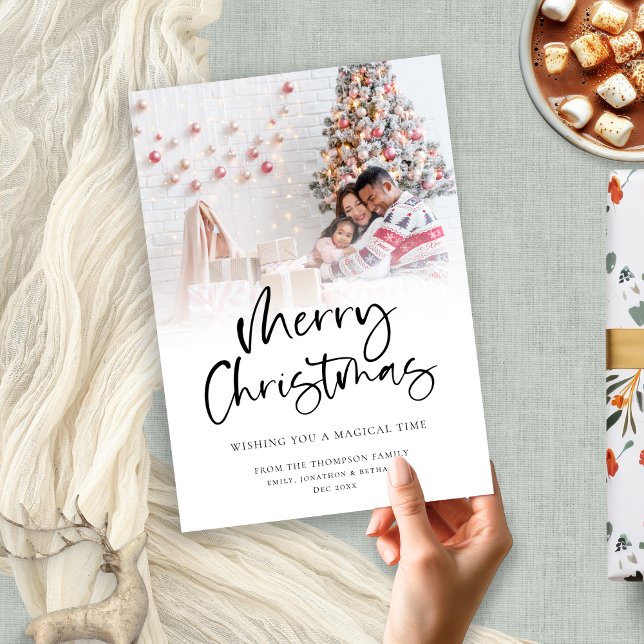 Modern Family Photo Overlay Merry Christmas Holiday Card (Creator Uploaded)