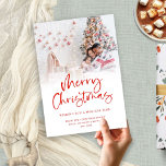 Modern Family Photo Overlay Red Merry Christmas Holiday Card<br><div class="desc">Modern Family Photo Overlay Red Writing Merry Christmas. Available digitally and printed.  A playful set script for Merry Christmas and the rest of the text is easy to personalise. Replace the sample photo with your own favourite.</div>