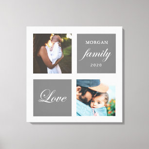 modern family photo pastel monogram canvas print