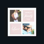 modern family photo pastel monogram canvas print<br><div class="desc">Pastel colour palette two photo customised wall art with elegant script "love" and "family" and your own monogram and date. Beautiful personalised home decor accent</div>