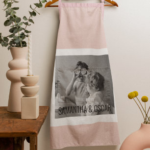 Modern Family Photo Pastel Pink Simple Gift Apron