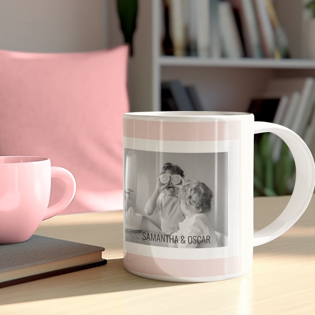 Modern  Family Photo Pastel Pink Simple Gift Coffee Mug (Creator Uploaded)