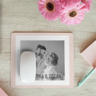 Modern  Family Photo Pastel Pink Simple Gift Mouse Pad