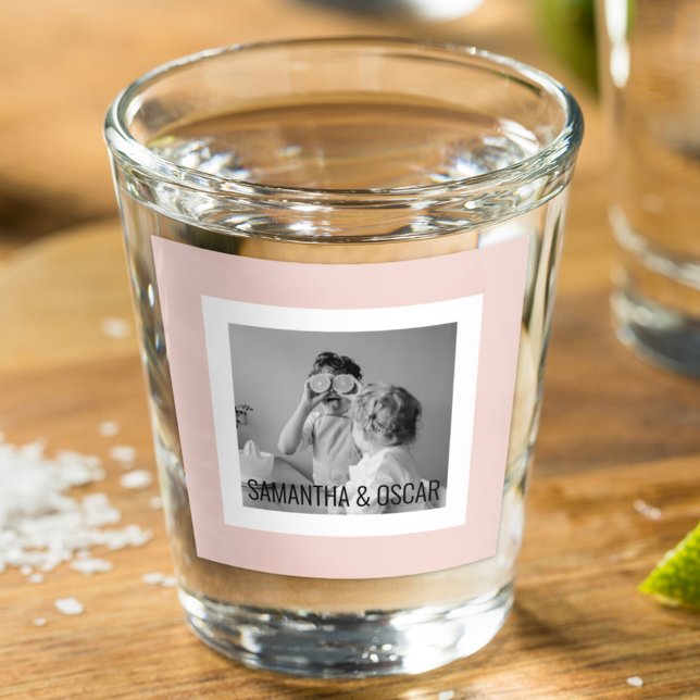 Modern  Family Photo Pastel Pink Simple Gift Shot Glass (Creator Uploaded)