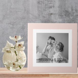 Modern  Family Photo Pastel Pink Simple Gift Tile
