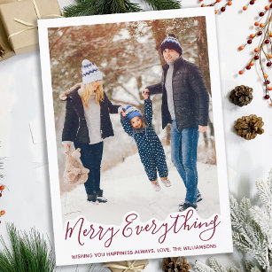 Modern Family Photo Personalised Merry Everything Holiday Card