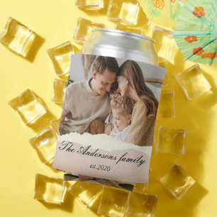 Modern Family Photo & Personalised Name Gift Can Cooler