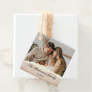 Modern Family Photo & Personalised Name Gift Favour Tags
