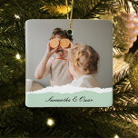 Modern Family Photo & Personalised Name Mint Gift Ceramic Ornament<br><div class="desc">Introducing the Modern Family Photo & Personalised Name Mint Gift! This unique and thoughtful gift is designed to celebrate and cherish your family's special moments.Give the gift of cherished memories and personalised sweetness with the Modern Family Photo & Personalised Name Mint Gift. It's a meaningful and delightful way to celebrate...</div>