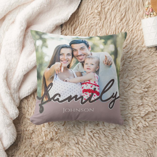 Modern Family Photo Script Trendy Keepsake Cushion (Blanket)