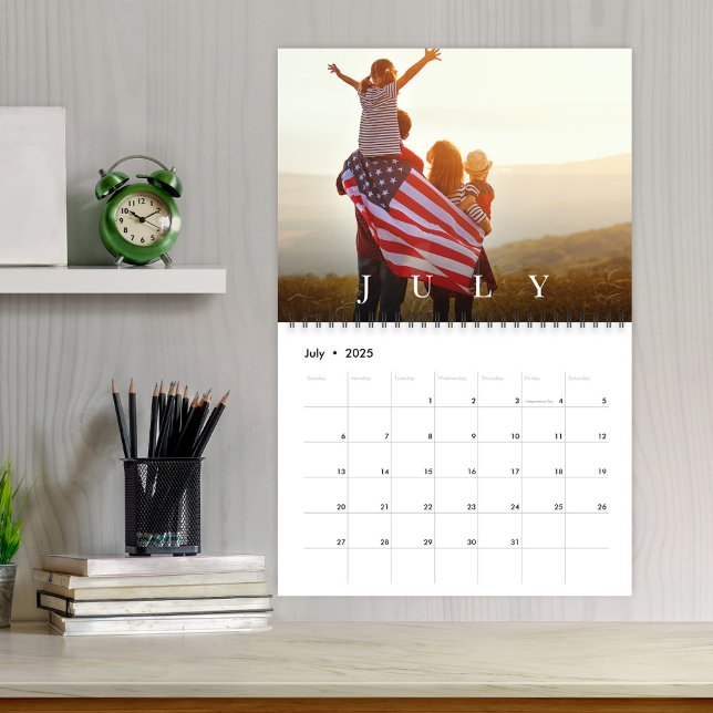 Modern Family Photo Simple Personalised Calendar (Simple and minimalist photo calendar template. )