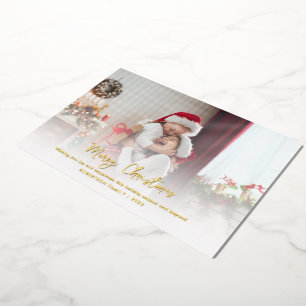 Modern Family Photo Stylish Script Christmas Gold