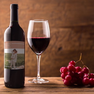 Modern Family Photo Thankful Blessed Grateful Wine Label