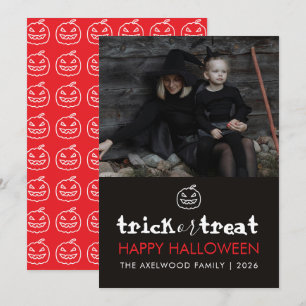 Modern Family Photo Trick or Treat Happy Halloween Holiday Card
