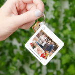 Modern Family Photo Watercolor Pine Cone Greenery Key Ring<br><div class="desc">Tis The Season To Be Jolly | Watercolor Greenery Pine Cone Elegant and Minimalist 4 Family Photo Collage Double-sided Keychain. All the texts are pre-arranged for you to personalize easily and quickly with your own details. Wish you all a Happy Holidays!</div>