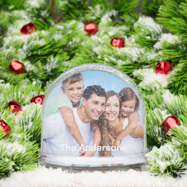 Modern Family Photo with Name  Snowglobe (Christmas)