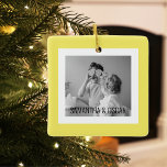 Modern  Family Photo Yellow Simple Lovely Gift  Ceramic Ornament<br><div class="desc">Modern  Family Photo Yellow Simple Lovely Gift</div>