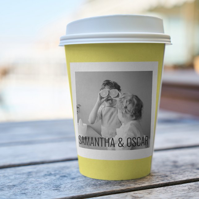 Modern  Family Photo Yellow Simple Lovely Gift Paper Cups (Creator Uploaded)