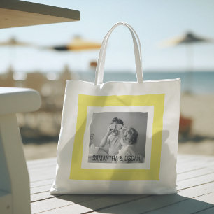 Modern Family Photo Yellow Simple Lovely Gift Tote Bag