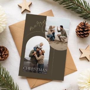 Modern Family Portrait Beach Photo Christmas Holiday Card