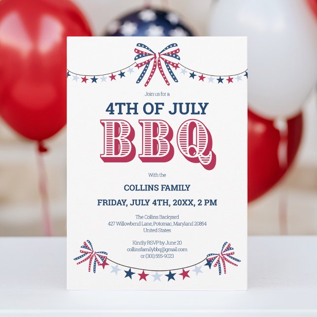 Modern Family Reunion BBQ 4th of July Summer Party Invitation (Modern Family Reunion BBQ 4th of July Summer Party Invitation)