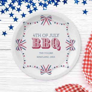 Modern Family Reunion BBQ 4th of July Summer Party Paper Plate
