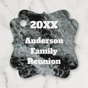 Modern Family Reunion Black White Falling Water Favour Tags