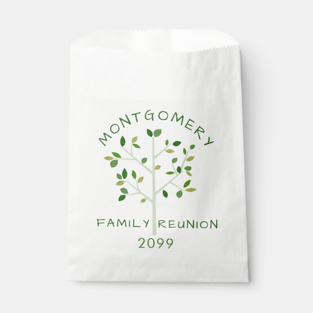Modern Family Reunion Family Tree Personalised Favour Bags (Front)