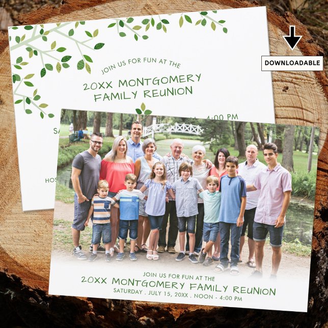 Modern Family Reunion Family Tree Photo Invitation (Creator Uploaded)