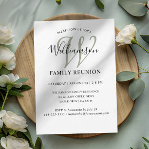 Modern Family Reunion Monogram Invitation