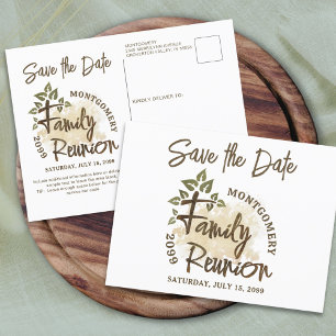 Modern Family Reunion Tree Save the Date Postcard