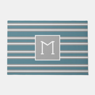 Modern Family Simple Initial Turquoise Pattern Doormat