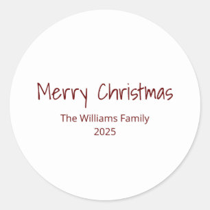 Modern Family Simple Typography Christmas  Classic Round Sticker