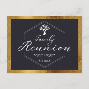 Modern Family Tree Black Gold Save The Date Invitation Postcard