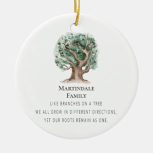 Modern Family Tree Reunion Monogrammed Ceramic Tree Decoration