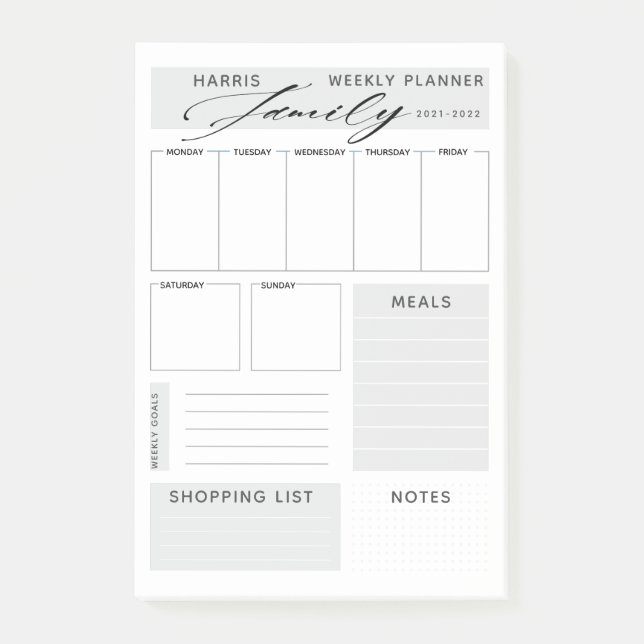 Modern Family Weekly Planner Post-it Notes (Front)