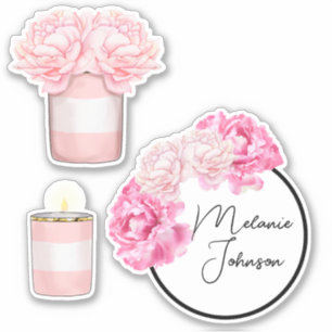 Modern Fancy Girly Cute Pink Stripes Floral